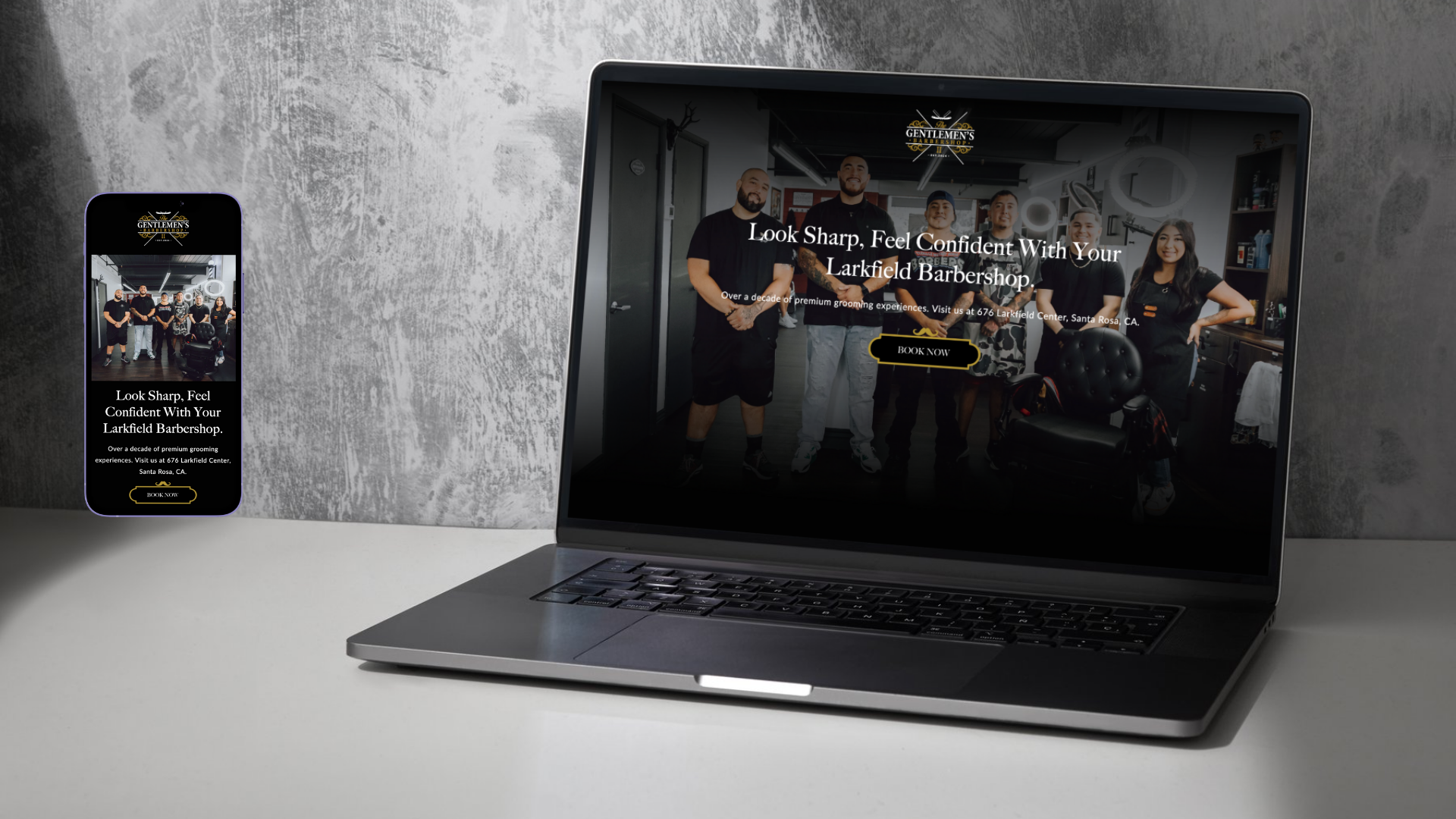 computer and phone mockup of website project - The Gentlemen's Barbershop