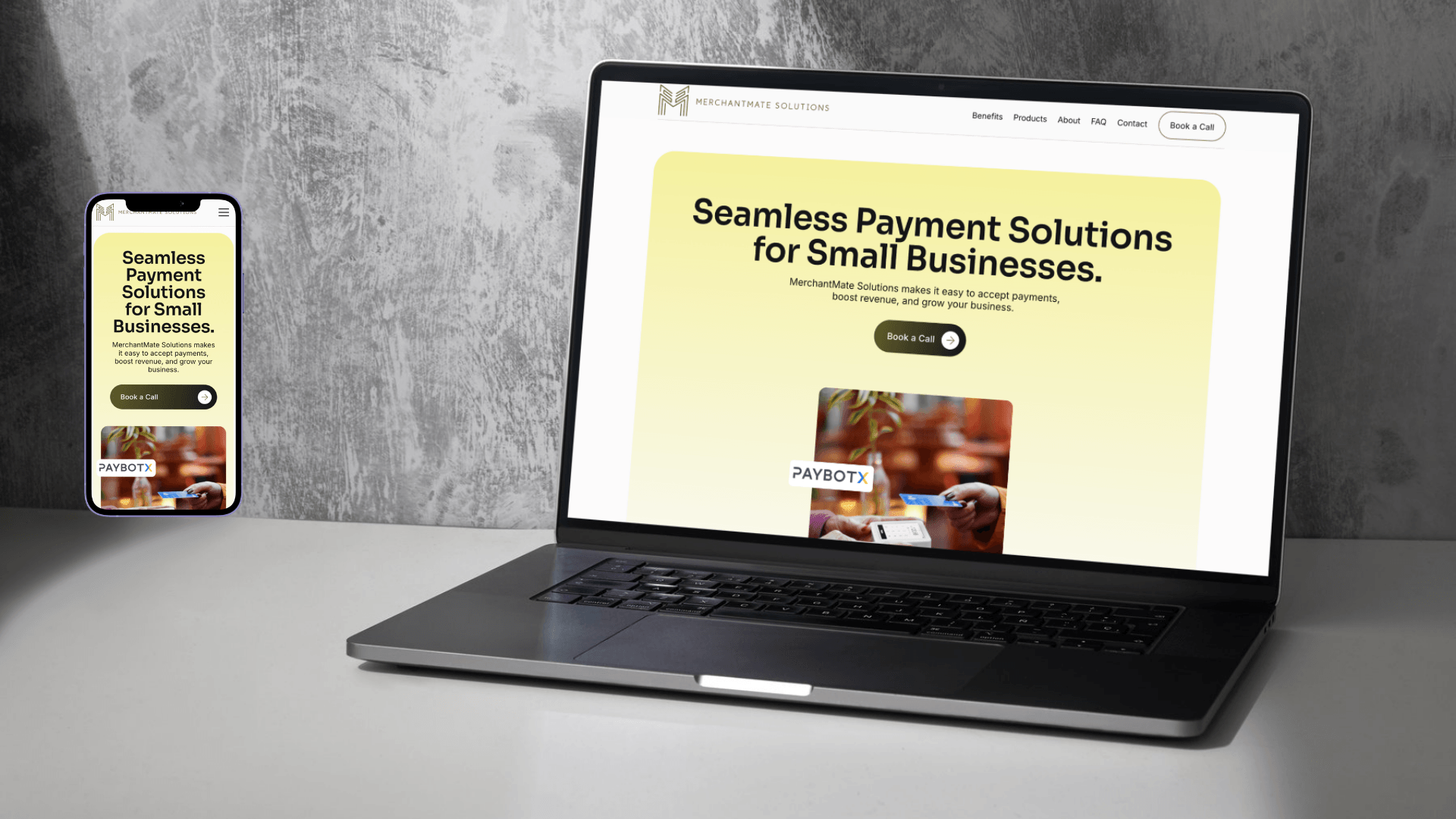 computer and phone mockup of modern website - Business consulting services