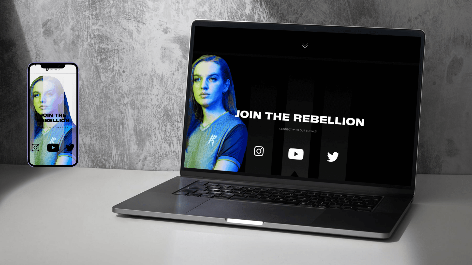 computer and phone mockup of modern website - Shopify Rebellion